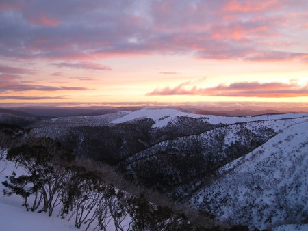 Mount Hotham, Victoria - victoria, mountains, winter, sunset, australia, snow