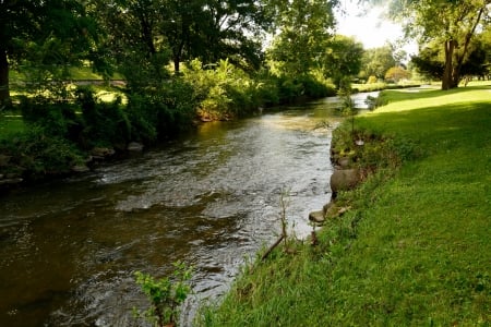 Summer Stream - summer park, summer pond, water stream, water flow, Summer Stream