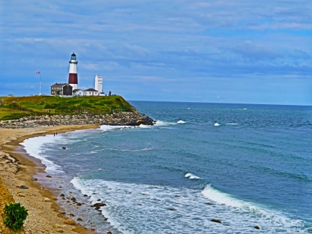 Montauk Light House HDR - new york, montauk, beach, lighthouse, hdr, waves