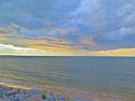 Sunset sky - sky, long island sound, ocean, clouds, hdr, sunset