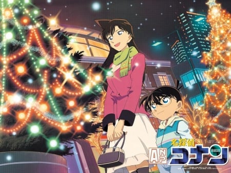 Conan and Ran - conan edogawa, christmas, detective conan, ran mouri