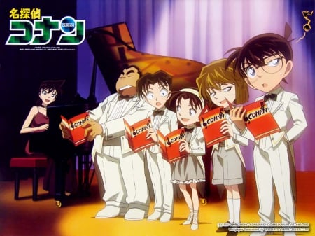 Detective Conan - choir, music, mitsuhiko, piano, genta, haibara ai, cute, conan edogawa, detective conan, ran mouri, ayumi