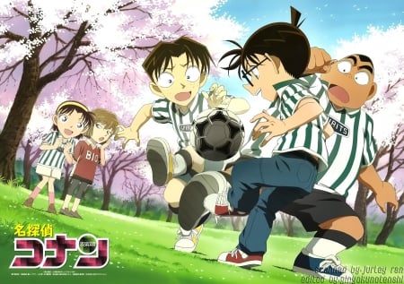 Detective Conan - genta, haibara ai, mitsuhiko, conan edogawa, ayumi, soccer, detective conan