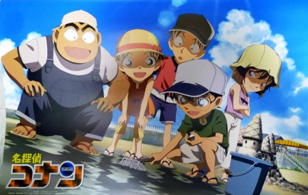 Detective Conan - genta, haibara ai, summer, mitsuhiko, conan edogawa, ayumi, detective conan