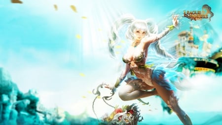 Polly - game, fantasy, Polly, league of legends, blue, woman, girl, pigtails