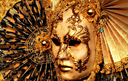 Golden mask - venice carnival, yellow, mask, golden, orange