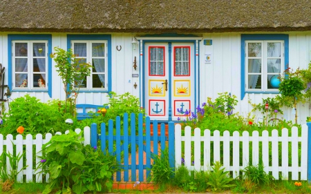 Lovely Entrace - fence, house, plants, door