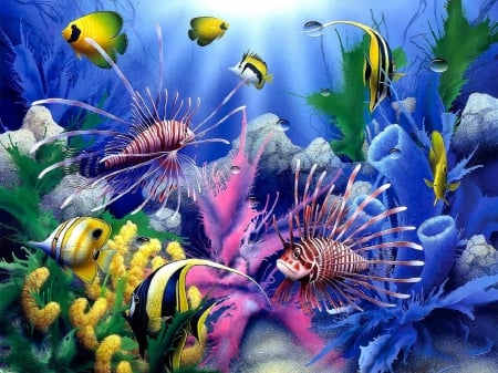 â˜…Wonderful the Seabedâ˜… - love four seasons, beautiful, seabed, oceans, nature, paintings, colorful, underwater, fishes, corals, animals, pretty, attractions in dreams, blue, creative pre-made, lovely, colors, sealife