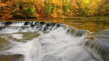 Autumn Waterfall - water, waterfalls, autumn, trees