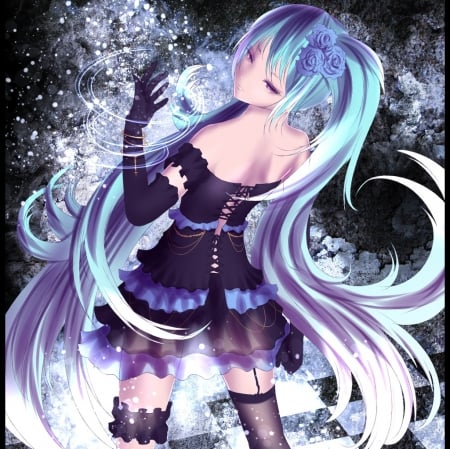 Hatsune Miku - pretty, anime, twin tail, divine, female, miku hatsune, twintail, vocalid, maiden, hatsune miku, long hair, sublime, gorgeous, blue hair, nice, abstract, twin tails, anime girl, twintails, beautiful, hot, girl, beauty, lovely, sweet, lady, aqua hair, hatsune, sexy, vocaloids