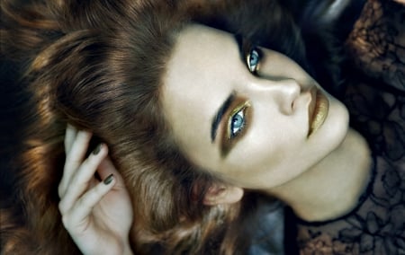 Barbara Palvin - Barbara Palvin, blue, girl, eyes, make-up, autumn, woman, model, face