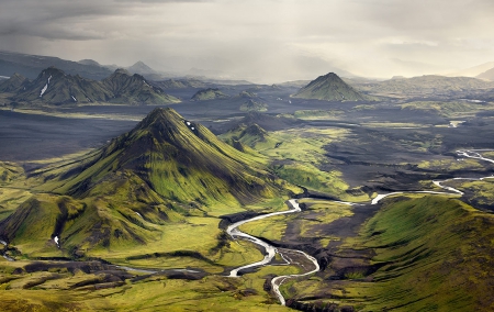 Great Earth - mountains, amazing, clouds, river