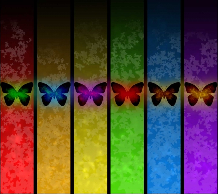 butterfly - six, blue, red, green, butterfly