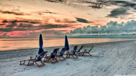 Beach at sunset - summer, coast, beach, landscape, scene, island, sunrise, sand, dawn, natur, shore, holiday, exotic, sky, clouds, water, vacation, sea, HD, ocean, sunset, tropical, waves, dusk, wallpaper