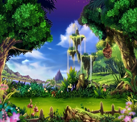 Fantasy island - island, green, tree, fantasy