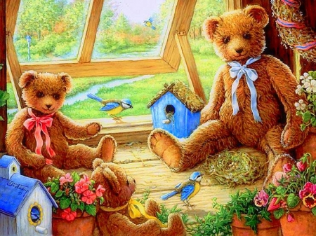 â˜…Garden House Tenantsâ˜… - love four seasons, cute, beautiful, teddy bears, gardens, mind teasers, birds, birdhouses, pretty, attractions in dreams, flowers, weird things people wear, family, houses, creative pre-made, lovely, colors