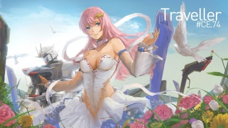 Traveller - freedom gundam, flowers, gundam seed, lacus clyne