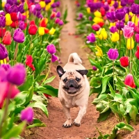 PUP in SPRING TULIPS