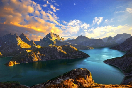 Amazing Landscape - sky, mountains, water, clouds