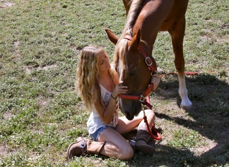 Cowgirl And Her Horse - style, ranch, cowgirls, outdoors, horses, children, rodeo, fun, female, boots