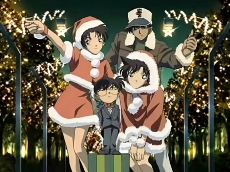 Detective Conan - male, stars, female, kazuha, christmas, hattori heiji, conan edogawa, cute, ran mouri, detective conan