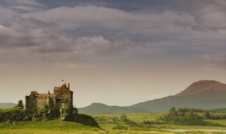 Landscape - fields, Scottish, grass, Castle, mountains