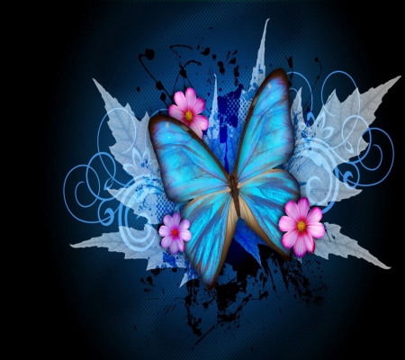 butterfly - flower, lovely, blue, 1