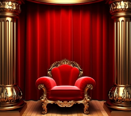 chair - chair, royal, red, gold