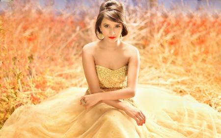 Woman in Yellow Dress - woman, yellow, model, dress