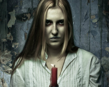 Creepy Look - woman, candle, dark, goth, look