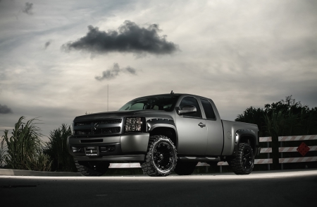 Chevy Silverado - bowtie, truck, gray, gm