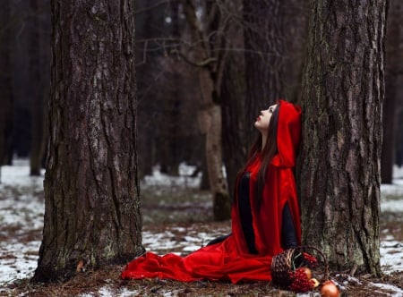 Beauty - red, winter, lady, model