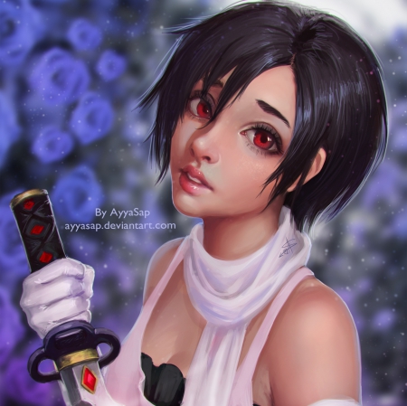 Saya - anime, female, eyes, maiden, dress, prety, short hair, blood plus, hd, face, weapon, nice, bloodplus, anime girl, realistic, beautiful, swird, girl, sundress, beauty, lovely, sweet, blade, cg, blouse, saya, lady, otonashi, black hair, otonashi saya, katfana