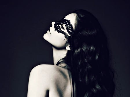 Barbara Palvin - white, black, model, mask, barbara palvin, girl, woman