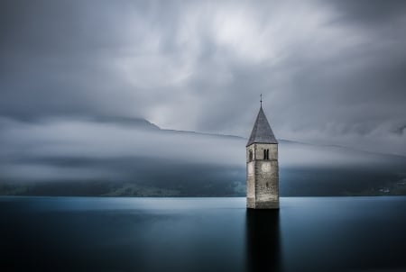 Church - summer, lake, night, church, photo