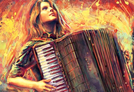 'Accordion Art' - painting, art, colours, accordion, quote