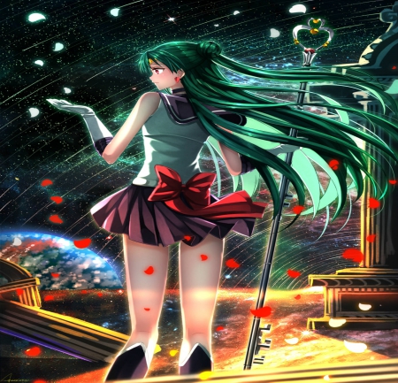 Sailor Pluto - space, moon, anime, sailor, magic, girl, pluto, long hair