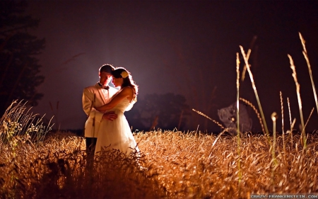 Sweet Love - romance, wedding, field, couple