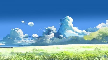 Clouds - cloud, landcape, grass, nature