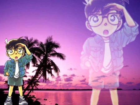 Conan Edogawa - Detective Conan, Sunset, Conan Edogawa, Male, Megane