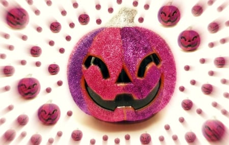 Happy Halloween! - white, pink, halloween, by cehenot, cehenot, pumpkin