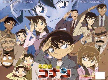 Detective Conan - megure, takagi, sato, mouri kogoro, mitsuhiko, kazuha, shinichi kudo, genta, haibara ai, agasa, conan edogawa, hattori heiji, ayumi, detective conan, ran mouri