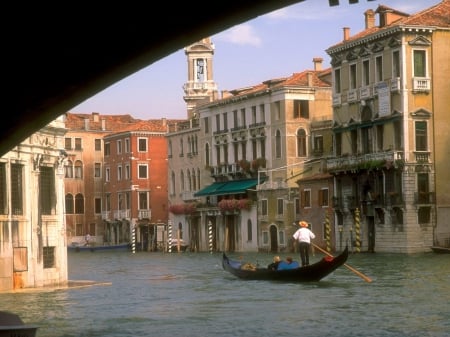 View of Venice from under Bridge - italy, architecture, venice, buildings