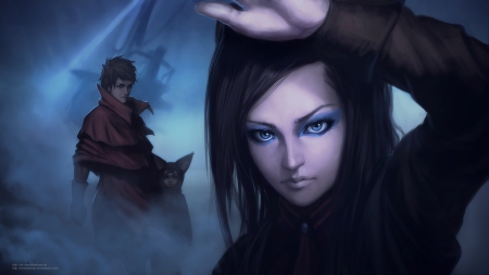 Ergo Proxy - pretty, anime, female, closeup, long hair, dark, boy, male, gorgeous, pino, hd, nice, anime girl, realistic, beautiful, girl, re-l mayer, vincent law, beauty, lovely, sweet, cg, awesome, black hair, ergo proxy, close, 3d, close up