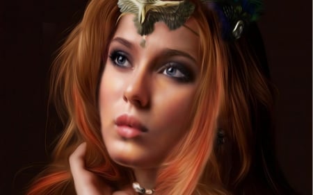 woman fantasy - beauty, wearing, redhead, look