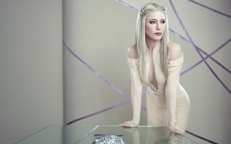 Jaime Murray as Stahma Tarr - Stahma Tarr, amethyst, tv series, girl, eyes, Jaime Murray, Defiance, actress, fantasy, white, purple, woman