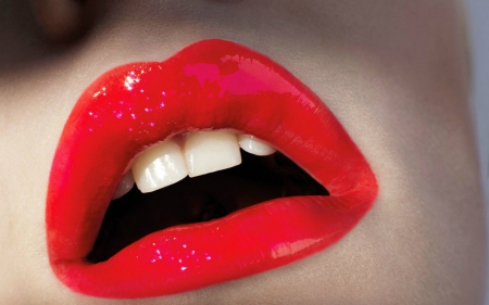 Red Lips - lips, red, glossy, woman