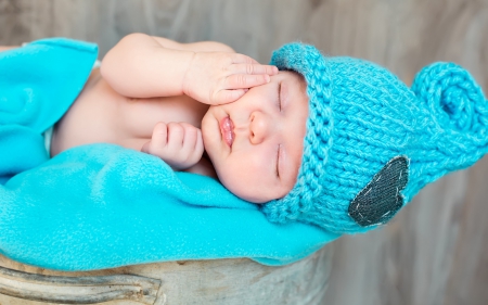 Baby boy - turquoise, baby, hat, boy, blue, child, cute