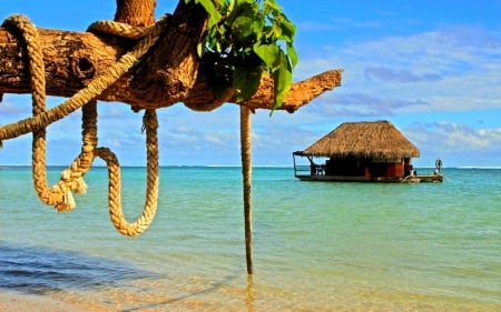 Beautiful Day - hut, nature, beach, sea