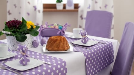 Lovely Purple - cake, purple, chair, beautiful, table